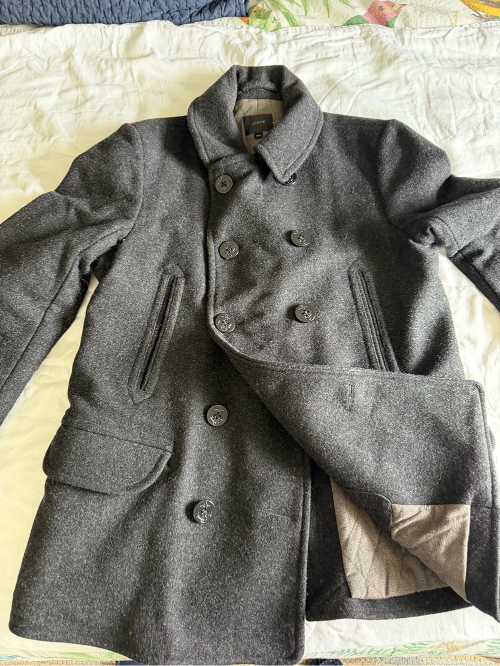 J. Crew Charcoal Double-Breasted Wool Peacoat